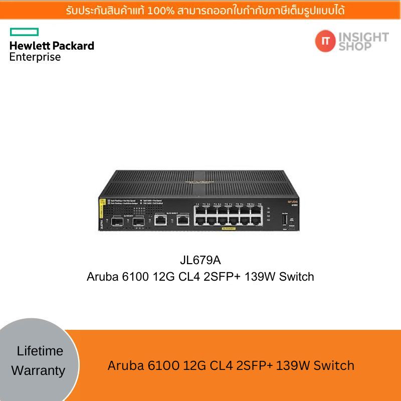 [JL679A] HPE Aruba Networking 6100 12G Class4 PoE 2G/2SFP + 139W Switch