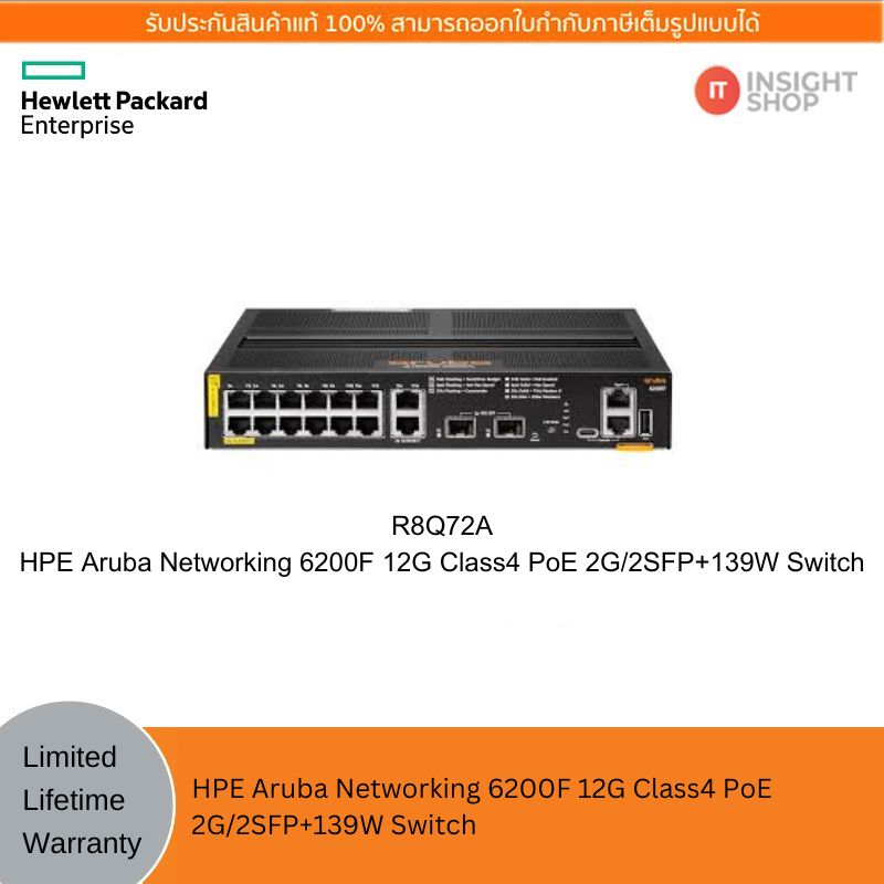 [R8Q72A] HPE Aruba Networking 6200F 12G PoE(139W) 2G/2SFP+ Switch