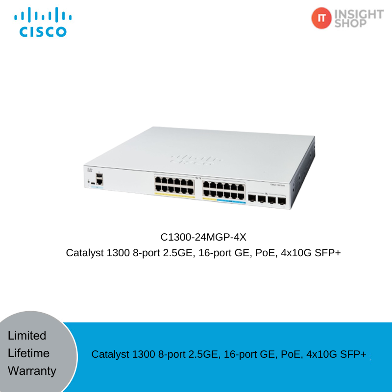 [C1300-24MGP-4X] Catalyst 1300 8-port 2.5GE, 16-port GE, PoE, 4x10G SFP+