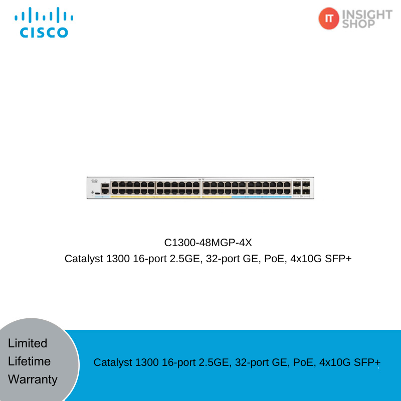 [C1300-48MGP-4X] Catalyst 1300 16-port 2.5GE, 32-port GE, PoE, 4x10G SFP+