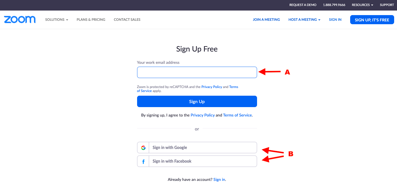 Zoom sign up free