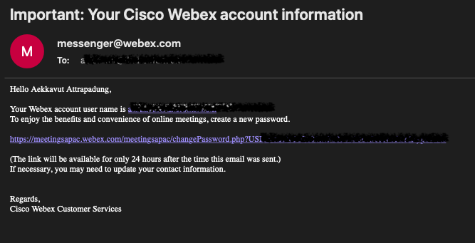 webex email confirmation