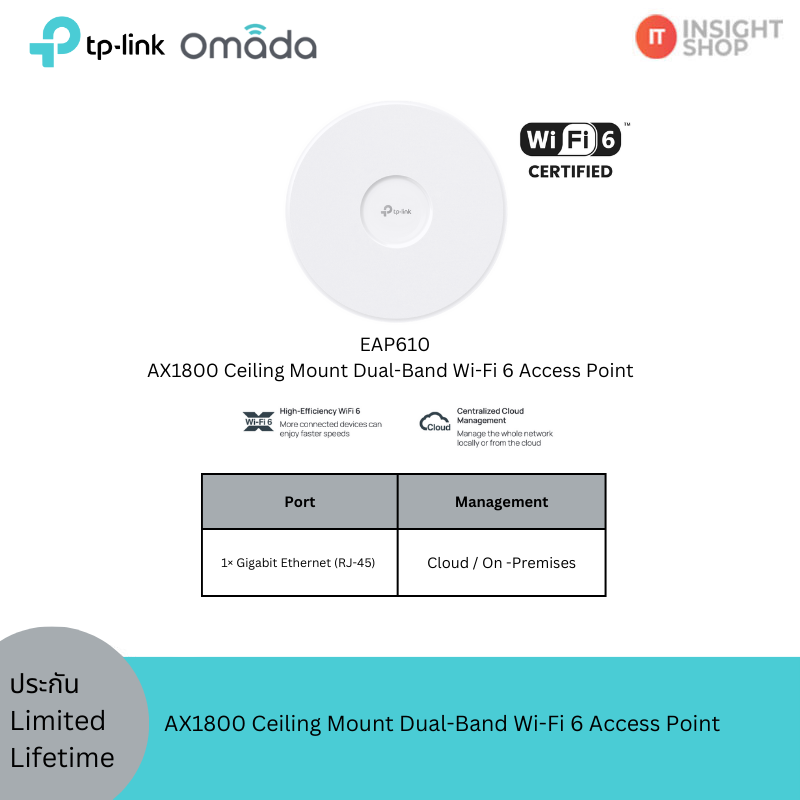 [EAP610] Omada AX1800 Ceiling Mount Dual-Band Wi-Fi 6 Access Point