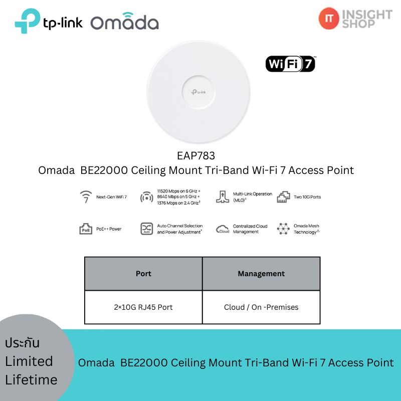 [EAP783] Omada  BE22000 Ceiling Mount Tri-Band Wi-Fi 7 Access Point