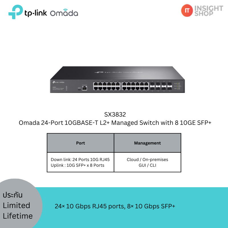 [SX3832] Omada 24-Port 10GBASE-T L2+ Managed Switch with 8 10GE SFP+